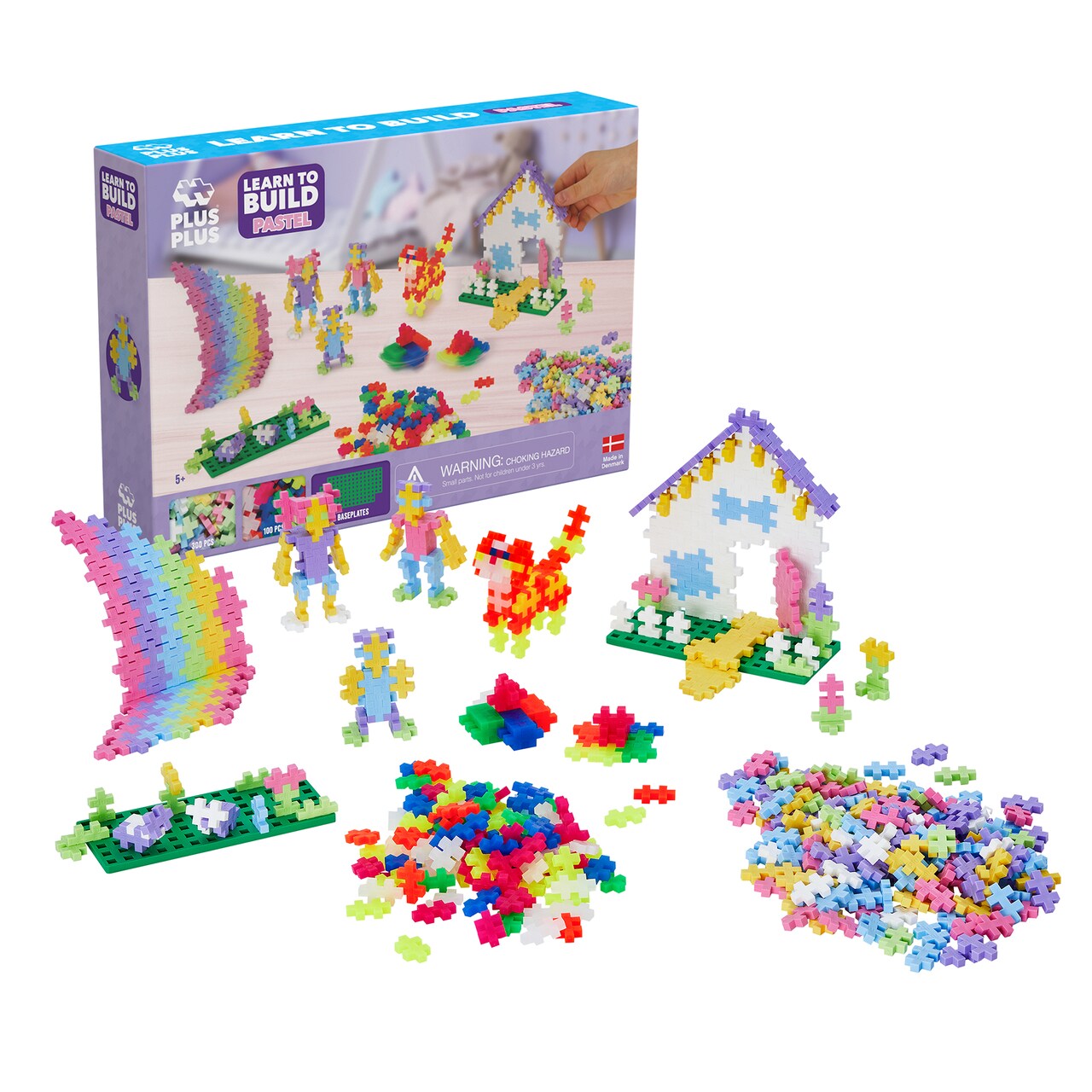 Plus-Plus: Learn to Build - Pastel Color Mix - 400 Piece Set - 2D & 3D Construction Building STEM Toy, Interlocking Mini Puzzle Blocks, Kids Ages 5+